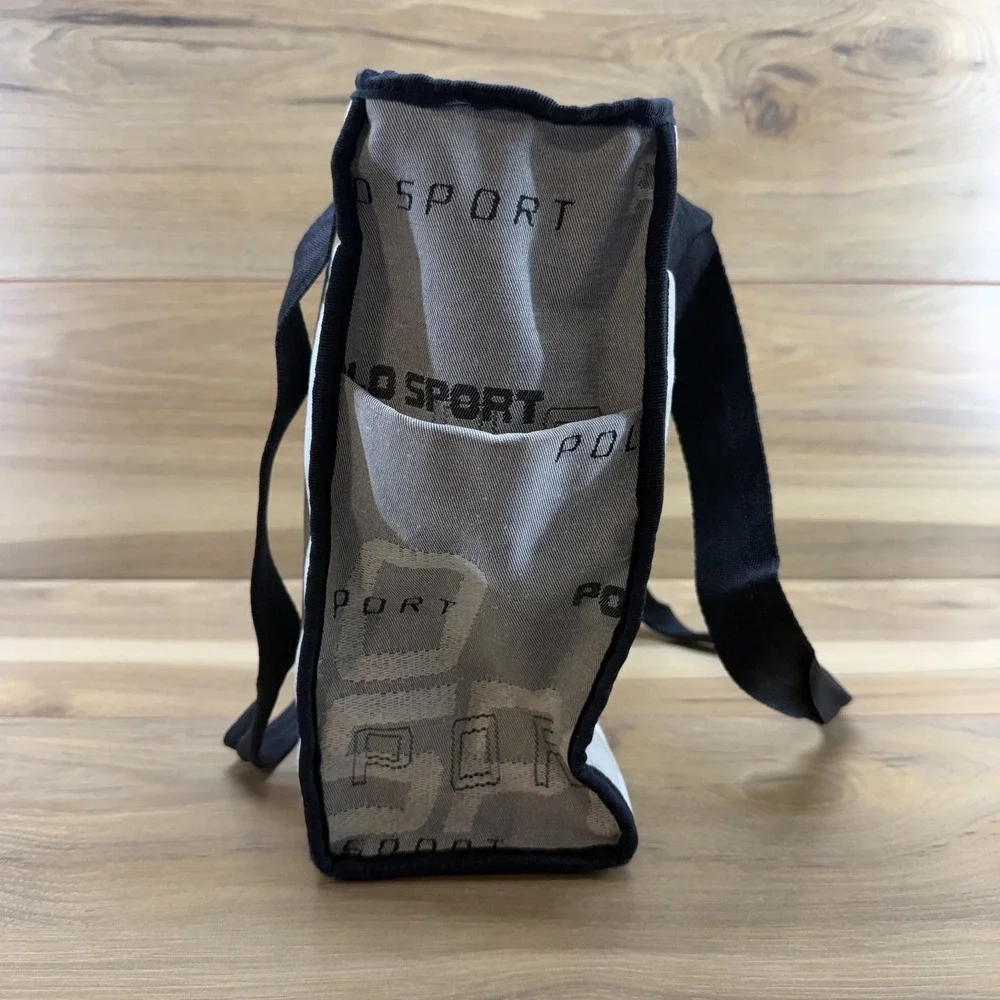 Polo Sport Vintage 90's Medium Zip Tote Gray Signature Script Travel School Bag